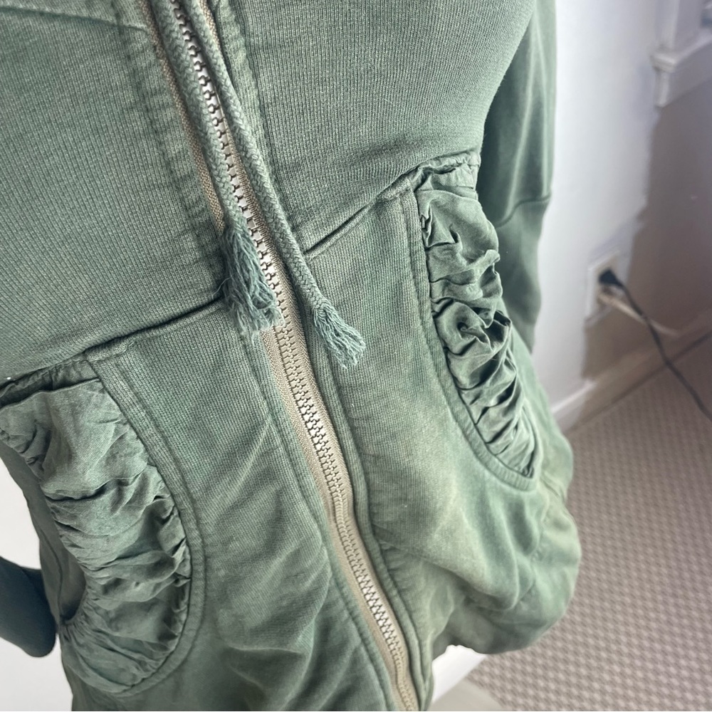 Olive Green Women's Zip Hoodie Sweatshirt - Picture 10 of 16
